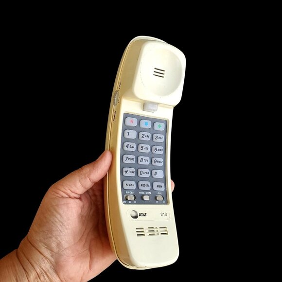 Vintage 90s AT&T Telephone Trimline 210 Touch Tone Wall Mount Speed Memory Bank - Picture 2 of 13